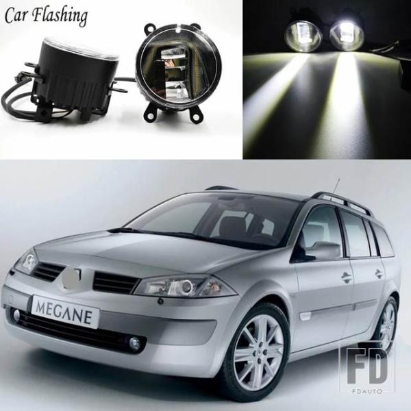 【並行輸入品】3-IN-1機能 オートLED DRLデイタイムランニングライト カープロジェクターフォグランプ イエローシグナル付き ルノー メガーヌ 2 II