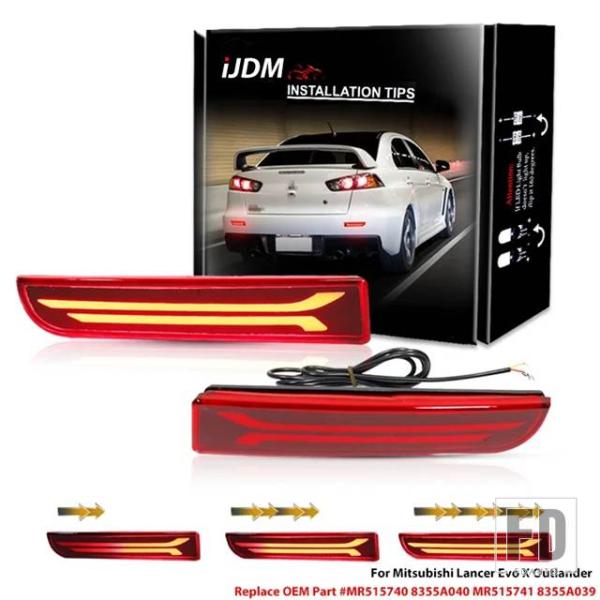 並行輸入品 三菱 ランサーエボリューションXアウトランダー用 レッドリアバンパーリフレクターライトテール/ブレーキリアフォグランプウィンカーライト2個