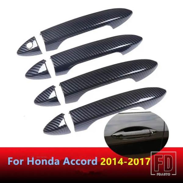 【並行輸入品】ホンダ アコード 9TH 2013-2017 カーボンクロームサイドドアハンドルカバーステッアクセサリー