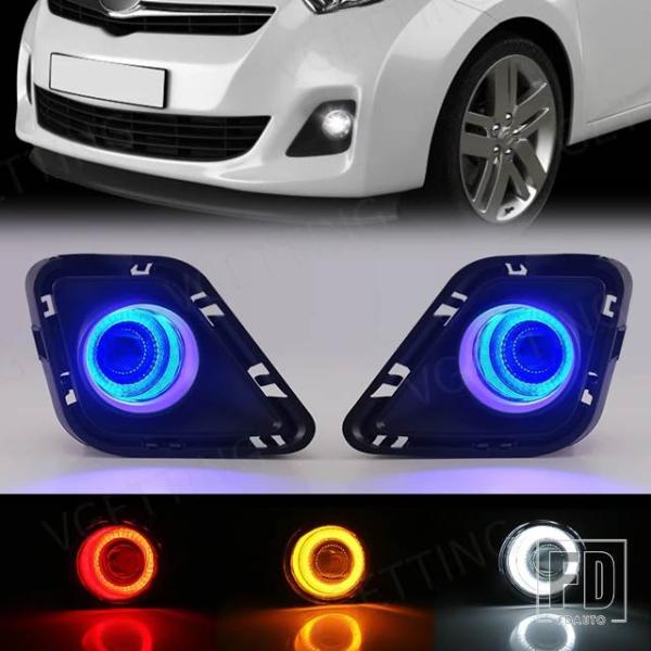 【並行輸入品】トヨタ ラクティス 2010-14 LEDフォグランプ エンジェルアイズ DRL デイタイムランニングライト イエロー ホワイト ブルー レッド 