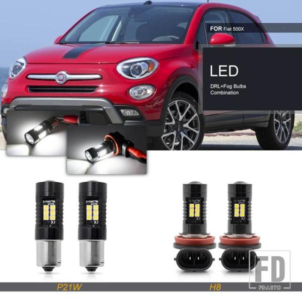【並行輸入品】フィアット 500X タイプ334 ハッチ 2014-18-2024 に適合 CANバス フルホワイト LED バンパー ドライビング デイタイム