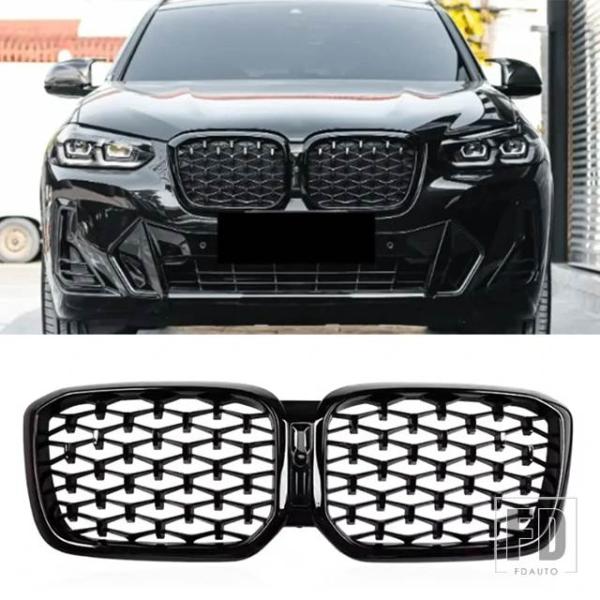 【並行輸入品】BMW X3 G01 X4 G02 LCI 2022-2024フロントキドニーグリルグリルグロスブラックABSグリルカーアクセサリー