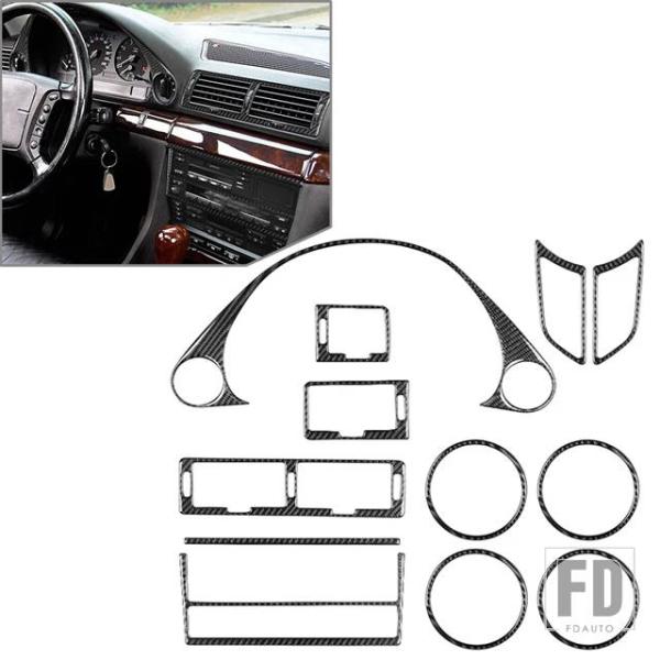 【並行輸入品】左手パネルアクセサリートリムキット車内装カバー1セット12個 BMW 7シリーズE38 94-01カーボンエポキシコーティングソフトブラック