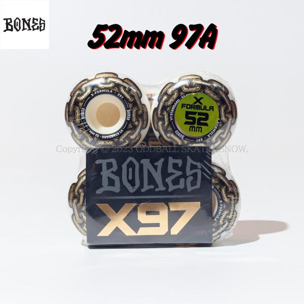 BONES X97 スケートボードウィール 52mm 97A　ボーンズwheel ボンズ ボーンズウィール BONES WHEEL X-FORMULA GOLD CHAIN 52MM 97A