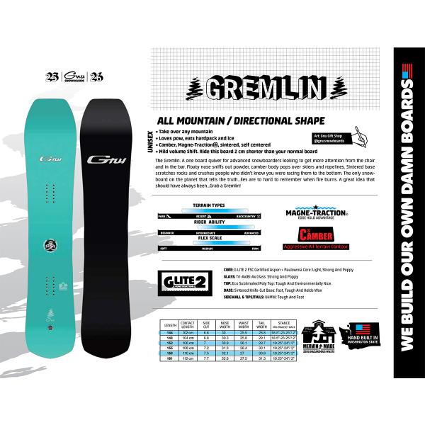 早期予約 25-26 正規品 GNU GREMLIN グヌー スノーボード オール
