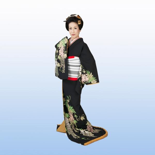 裾引き お引き お引きずり すそひき 仕立て上がり 黒地しだれ藤 裾引き お引き お引きずり すそひき 仕立て上がり 黒地しだれ藤