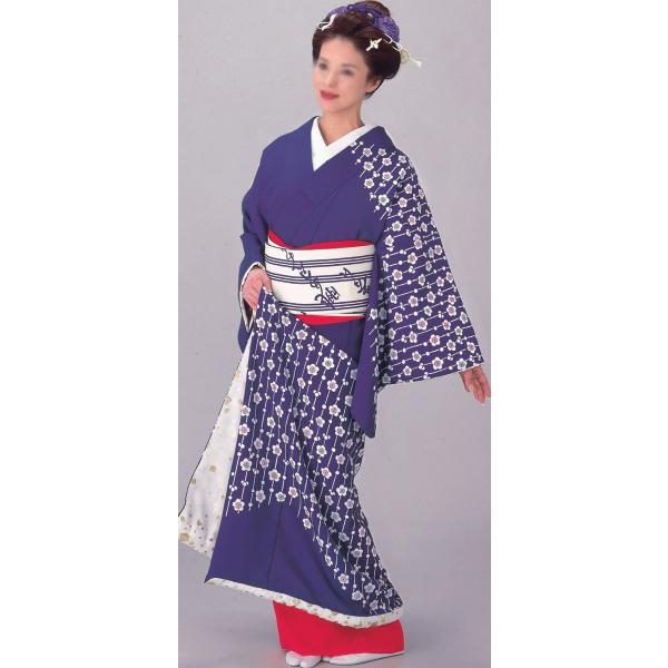 m2260＊裾引き お引き摺り 踊り 舞台 縦縞 二部式 牡丹 梅 洗える着物 m2260＊裾引き お引き摺り 踊り 舞台 縦縞 二部式 牡丹 梅 洗える着物