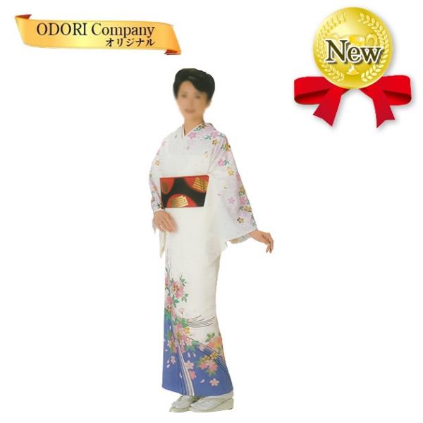 踊り 着物 舞踊 絵羽 袷仕立て フリーサイズ仕立て上がり 白桃桜 当店