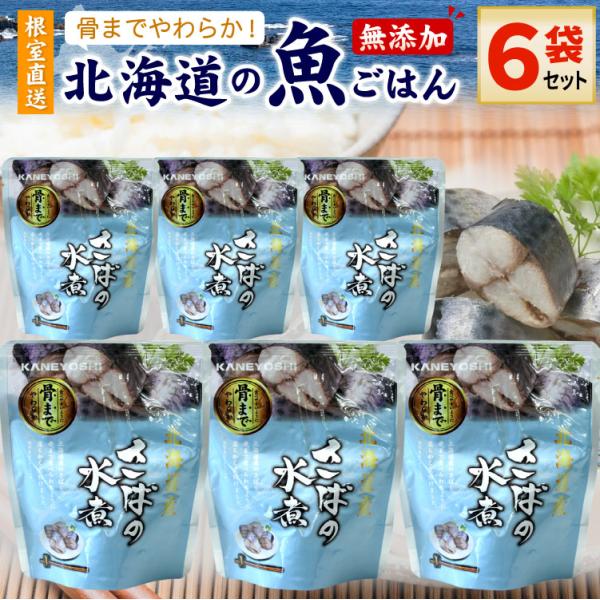 常温保存OK 骨まで食べられる 北海道産 無添加 煮魚 さばの水煮 ６袋セット 時短 おかず 備蓄 レトルト 惣菜 カネヨシ 兼由 ゆうパケットパフ（置き配）