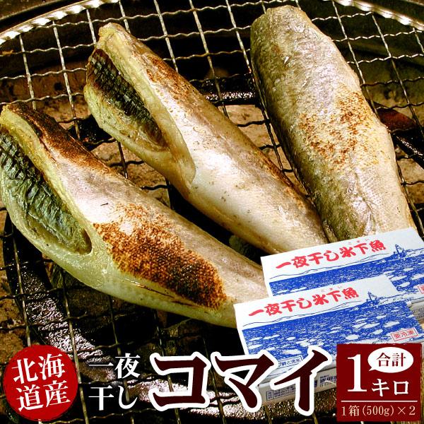 北海道産 一夜干し 氷下魚 こまい コマイ カンカイ 合計1kg（500g×2箱）珍味 乾 おつまみに 送料込（沖縄宛は別途送料を加算）