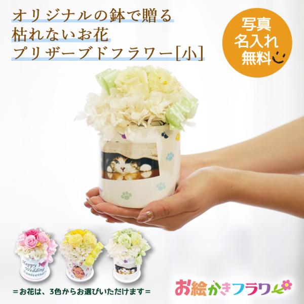 LINEで簡単 フラワーギフト 写真入り 名入れ 母の日 プレゼント プリザーブドフラワー 父の日 敬老の日 孫 卒園記念品 誕生日 お絵かき お絵かき 送料無料