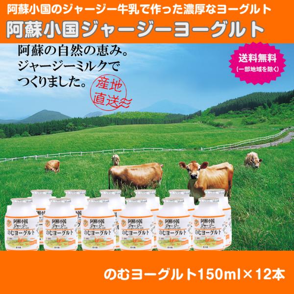 阿蘇小国のジャージー牛乳で作った濃厚で甘酸っぱいのむヨーグルトの詰合せです。ジャージーのむヨーグルト150mlを12本を箱詰めにいたしました。贈物としてご利用いただけます。