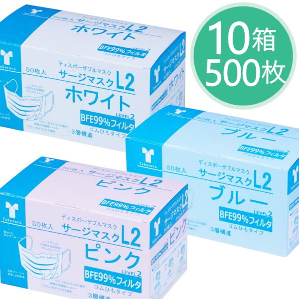 家族を守る 竹虎 サージカルマスク 医療用マスク 50枚入り×10箱（500枚
