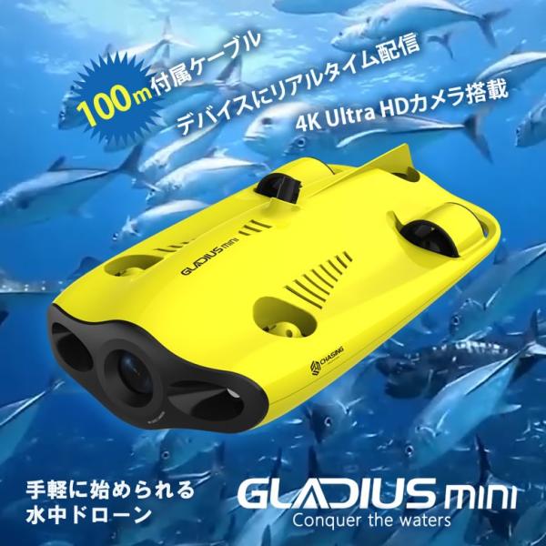4Kカメラ付き コンパクト 水中ドローン GLADIUS MINI 100M スマホ 