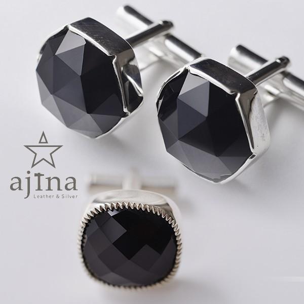 ajina 漆黒のオニキスカフリンクス カフスボタン ボタン カフ カフス