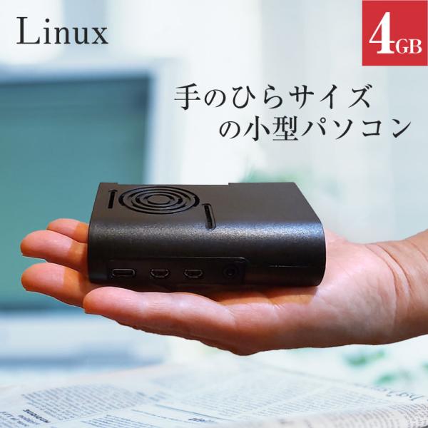 手のひらサイズの小型パソコン Linux 搭載 Pi4B メモリ4GB 小型PC PC パソコン デ...