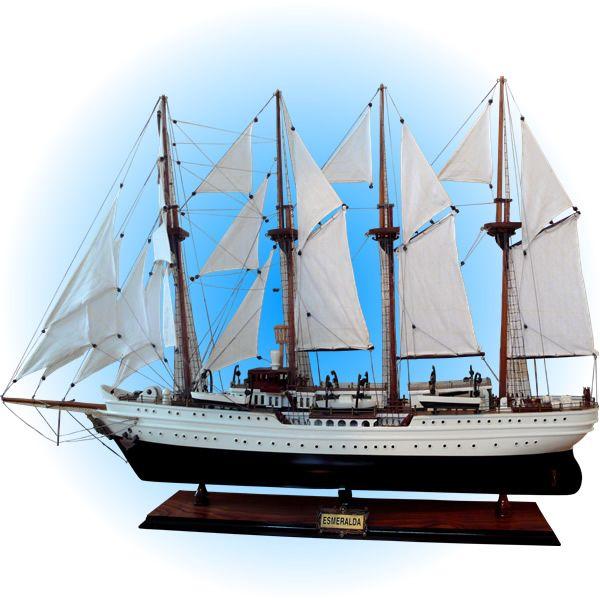 エスメラルダ 90cm 木製手作り 大型 帆船模型 完成品 代金引換不可
