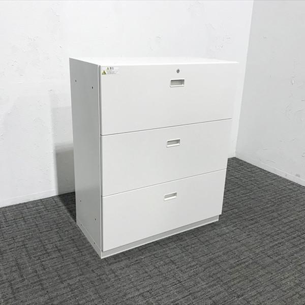 イトーキ ラテラルキャビネット 3段 シンライン ホワイトW 中古 CL