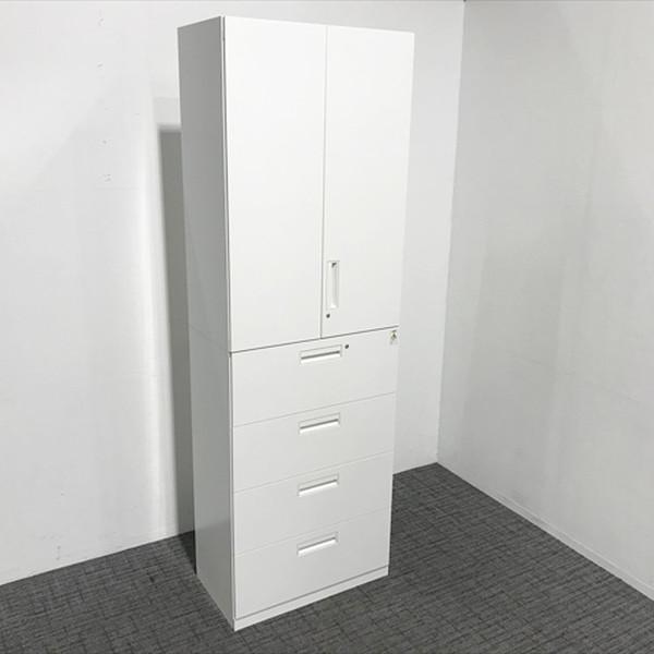 上下書庫セット 両開き/3段ラテラル ホワイト コクヨ製エディア 鍵無し