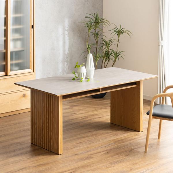 オフィスコム ダイニングテーブル セラミック天板 収納棚付き 格子状脚