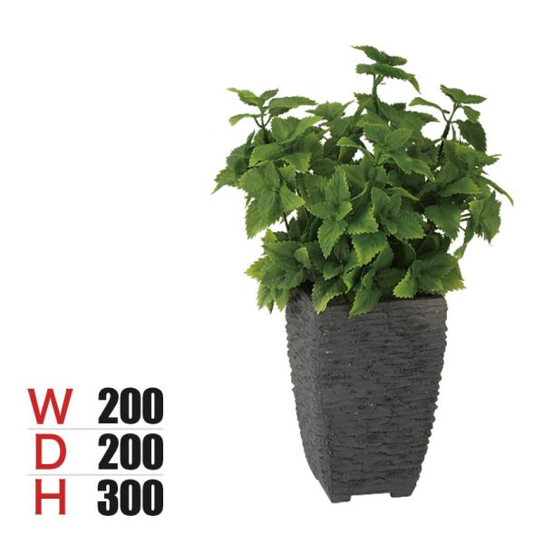 観葉植物 人工樹木 フェイクグリーン 造花 ミント 高さ300mm 鉢:Pスクエア(BK) 卓上