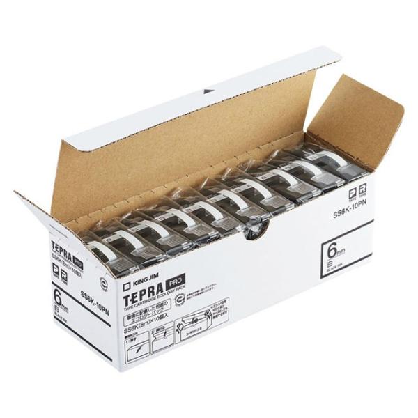 �L���O�W����KING JIM�� �e�v��PRO�e�[�v �G�R�p�b�N�����x�� 6mm 10�p�b�N SS6K-10PN