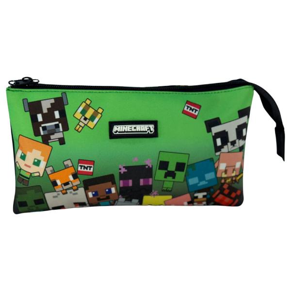 マインクラフト　MINECRAFT　ペンケース　ペンシルケース　筆箱　文具ケース　文房具入れ　３段式　20x2x12cm