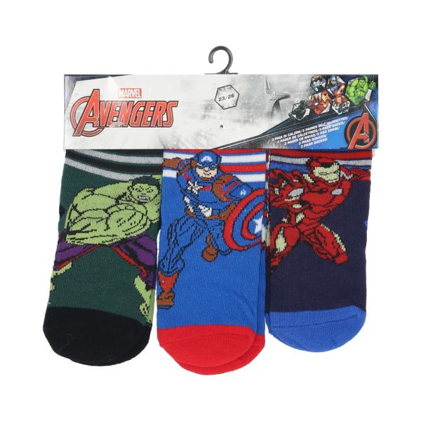 マーベル　アベンジャーズ 　靴下　くつした　子供用　幼児用　キッズ　3足セット　2-8歳目安
