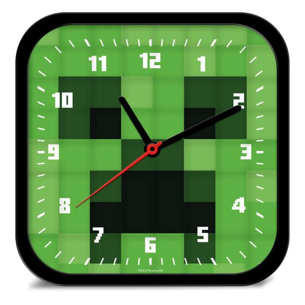 マインクラフト　MINECRAFT　クリーパー　 角型　掛け時計 時計 24.5cm x 24.5cm ウォールクロック Wall Clock 壁掛け時計