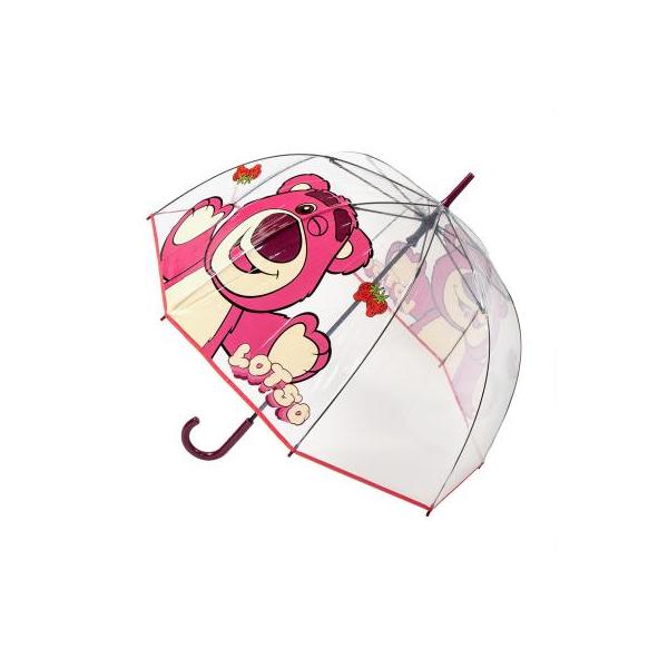 ディズニー　トイストーリー　ロッツォ・ハグベア　子供用　大人用　傘　雨傘　手開き　マニュアルオープン　透明　親骨サイズ60cm　直径80cm　 全長85cm