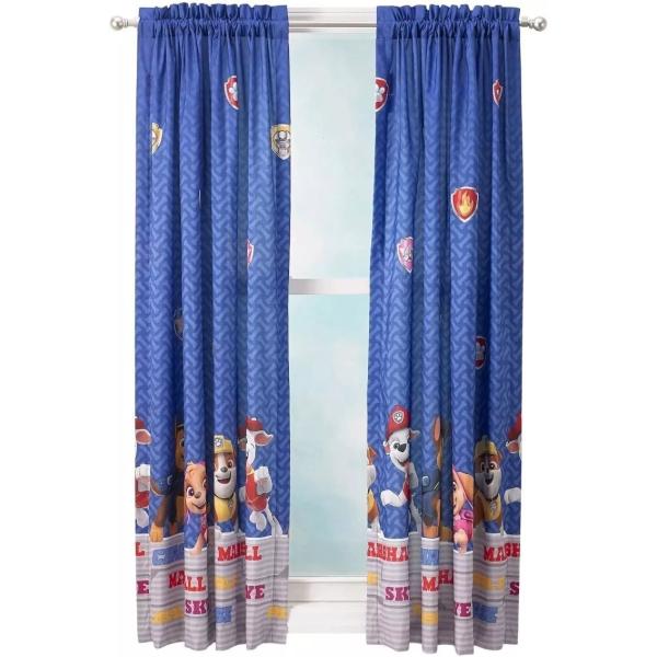 パウパトロール　PAWPATROL　カーテン　ポール通しカーテン　竿通しカーテン　上部筒縫い　W104cm x H160cm x 2枚　（W91cm-122cmの窓に適合）