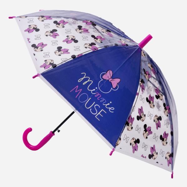 ディズニー　ミニーマウス　子供用　傘　自動傘　ジャンプ傘　透明　親骨サイズ43cm 直径75cm　全長60cm