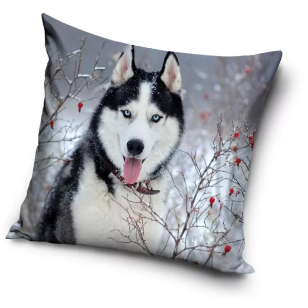 犬　子犬　シベリアン・ハスキー　クッション　枕　背あて　40cm x 40cm