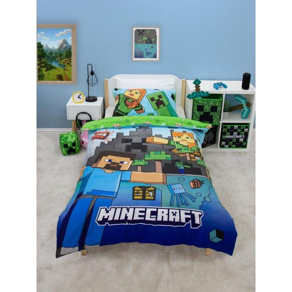 マインクラフト MINECRAFT マイクラ 掛け布団カバー+枕カバー シングル