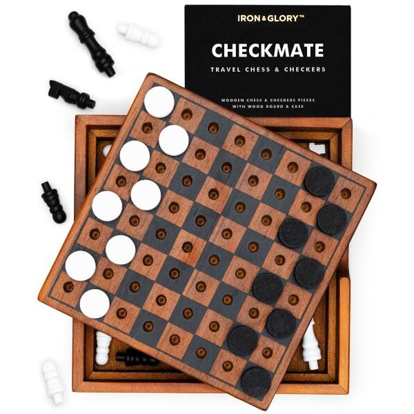 Iron And Glory チェス＆チェッカー 2人用 木製 ボードゲーム 対戦
