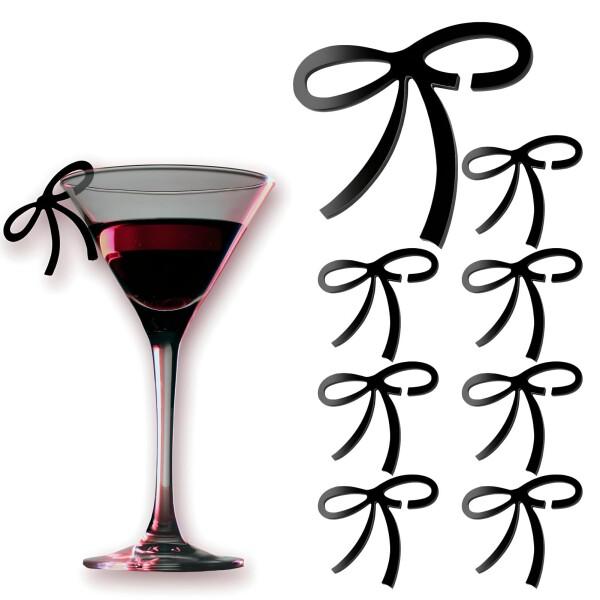(Vibrly) ワイングラス装飾リボン リボン ドリンクタグ 蝶結び チャーム アクリル製 グラス識別 結婚式 誕生日 独身パーティー 再利用可能 コケット装飾（8個入り）商品コード：67079858721型番：85656856サイズ：M...