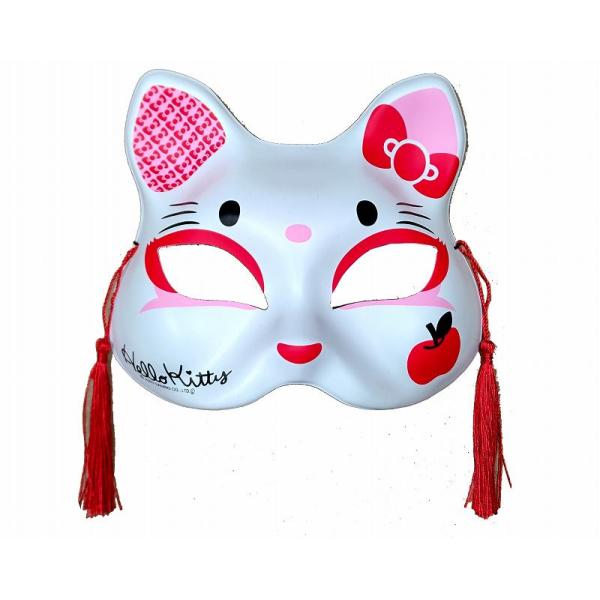 サンリオのキャラクター猫面、キティちゃんのお面です。顔の上半分を覆う形になります。６枚セットでの販売になります。　外国の方にも人気です。縁日やお祭りだけでなくお土産やイベント展示、コスプレパーティや宴会に。※個別に包装されていません。６枚ま...