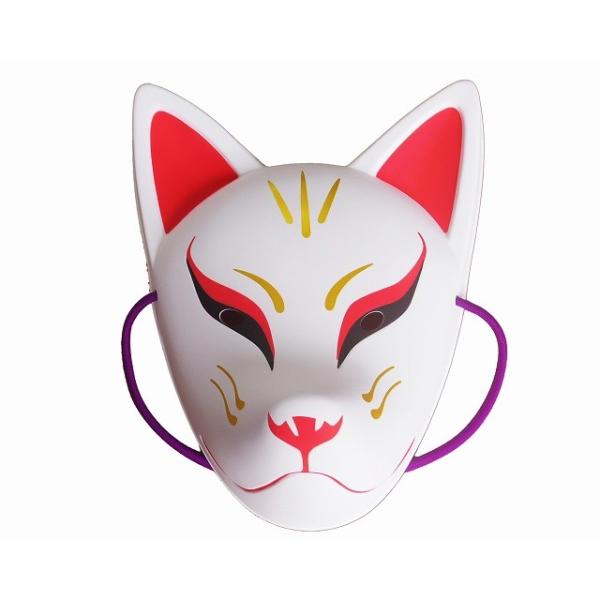 狐のお面、天狐です。塩化ビニル樹脂（ＰＶＣ）製の軽くて扱いやすいおめんです。３枚セットでの販売になります。　１枚あたり単価600円（税抜）(価格が変更になりました)本体：PVC紐：ナイロン、ゴム外国の方にも人気です。縁日やお祭りだけでなくお...