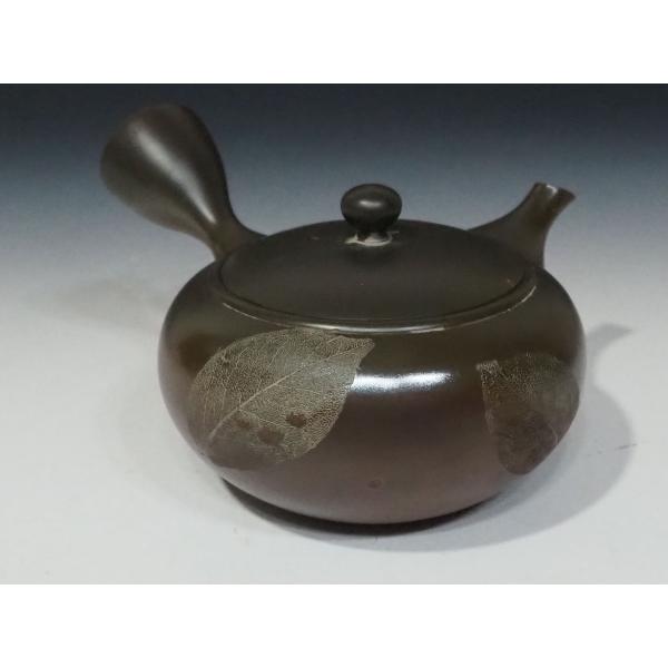 常滑焼 急須 【加藤一房(秋景) 】 煎茶道具 ≪火窯変木葉模様≫ 茶注 