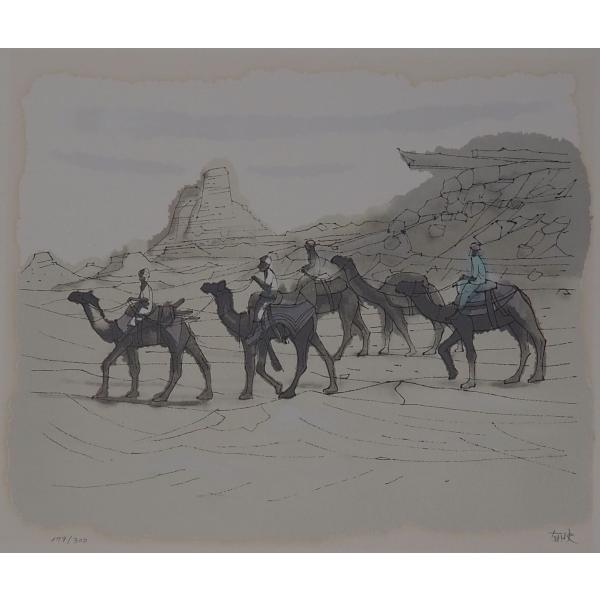 平山郁夫 【敦煌絲綢之路】 リトグラフ 真作】 平山郁夫 ○本人サイン 絲綢之路 リトグラフ 絵画 限定300部