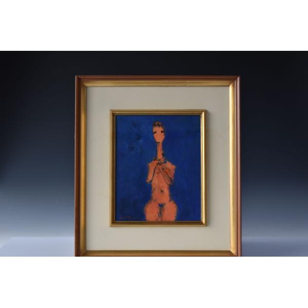 金登美「すみれ」油彩 油絵 サイン入り 中古 額に傷 作品美品 網谷義郎 絵画 油彩画 ≪ 女 ≫孤高の画家【名古屋フォルム画廊購入品