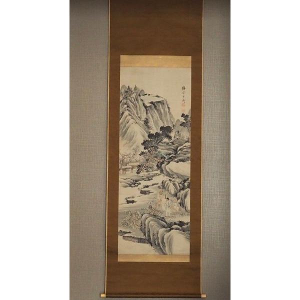 真作】 掛け軸 菅井梅関 ≪山水人物図≫ 中国人物 煎茶 江戸時代 仙台
