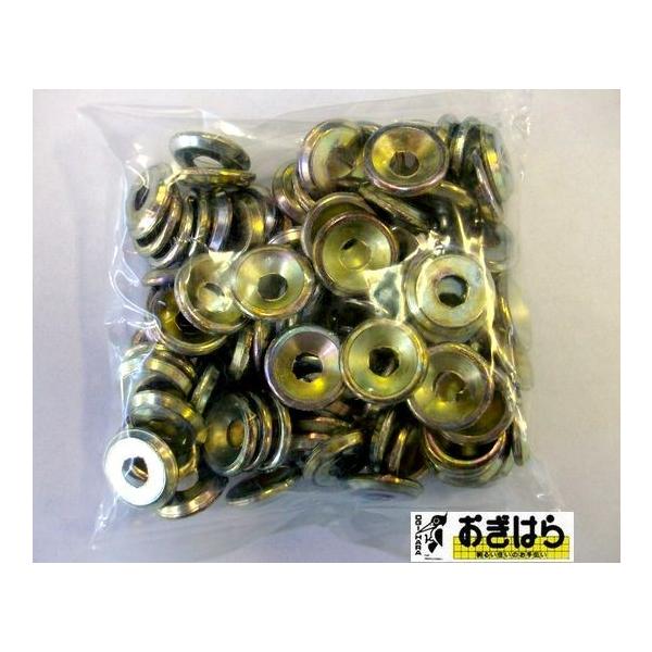 100枚入り※御注文数が店舗在庫数より多い場合取寄せ1.2日かかります。その場合御連絡いたします。（こちらを使用し、ビスを止め別売りのセットキャップワッシャーをとりつけます）穴径約4.3ｍｍ、皿径約13ｍｍ