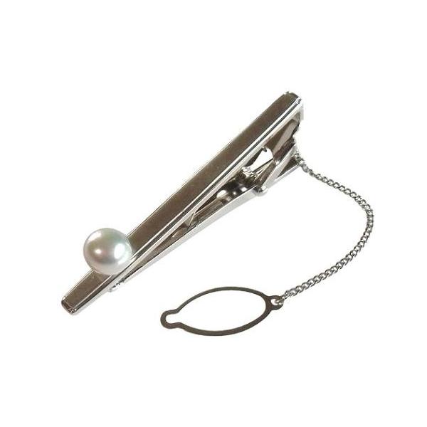 あこや 真珠 本真珠 アコヤ真珠 パール SV タイピン タイバー 06 グレー 7.0-7.5mm 保証書 ケース