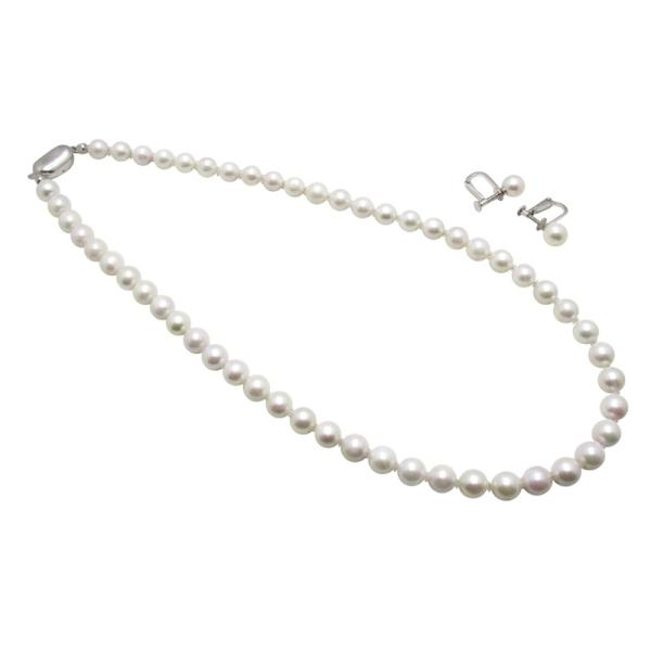 あこや 真珠 本真珠 アコヤ真珠 パール ネジバネ イヤリング（ピアス）セット ホワイト 7.0-7.5mm 入学式 卒業式 冠婚葬祭 フォーマル カジュアル 結婚式