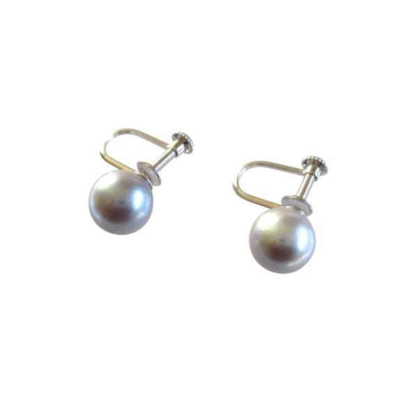 あこや真珠 ネックレス 8.5mm イヤリング 7.5mm K14WG グレー