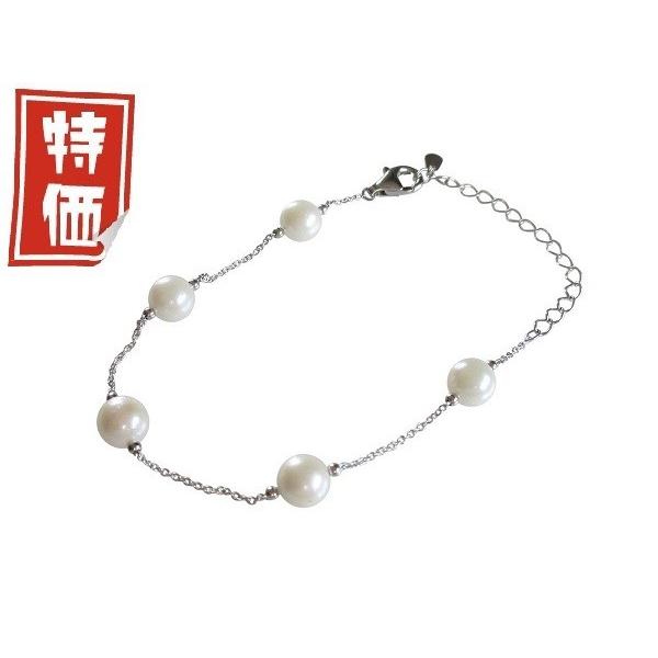 本真珠ブレスレット czダイヤモンド WGK18仕上げ 11.8mm 無調色