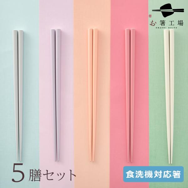 箸 箸セット 食洗機対応 いろどり 塗箸 5膳 セット / お箸 若狭塗  抗菌 はし 滑り止め付  天然木 パステル かわいい 使いやすい 日本製 国産 可愛い  送料無料
