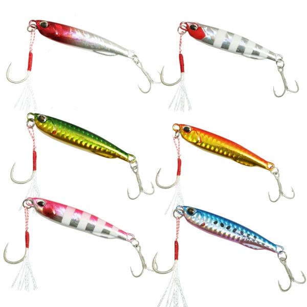 メタルジグ スロージギング スリム 30g 6個 セット アシストフック付き