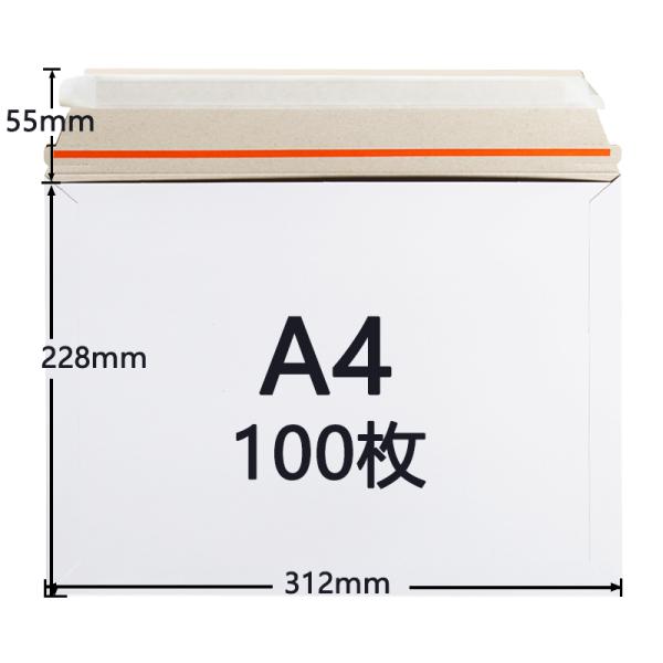 100枚セット]厚紙封筒 A4 312x228+55mm ゆうパケット クリックポスト